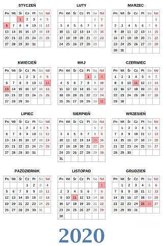 Kalendarz na rok 2019