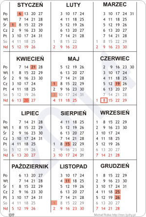 Kalendarz na rok 2014